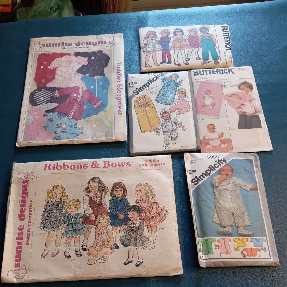 Vintage Patterns Baby and Toddler Sizes Cottagecore Grandmacore Sewing Kitsch
